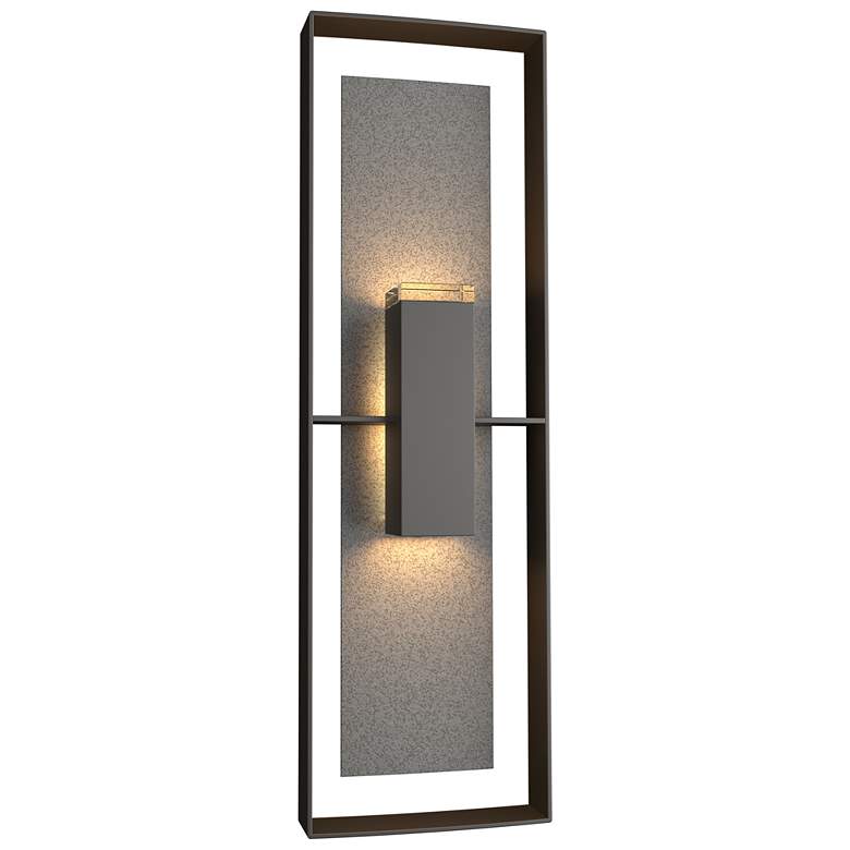 Image 1 Shadow Box 34"H Iron Accented Oiled Bronze Outdoor Sconce w/ Clear Sha