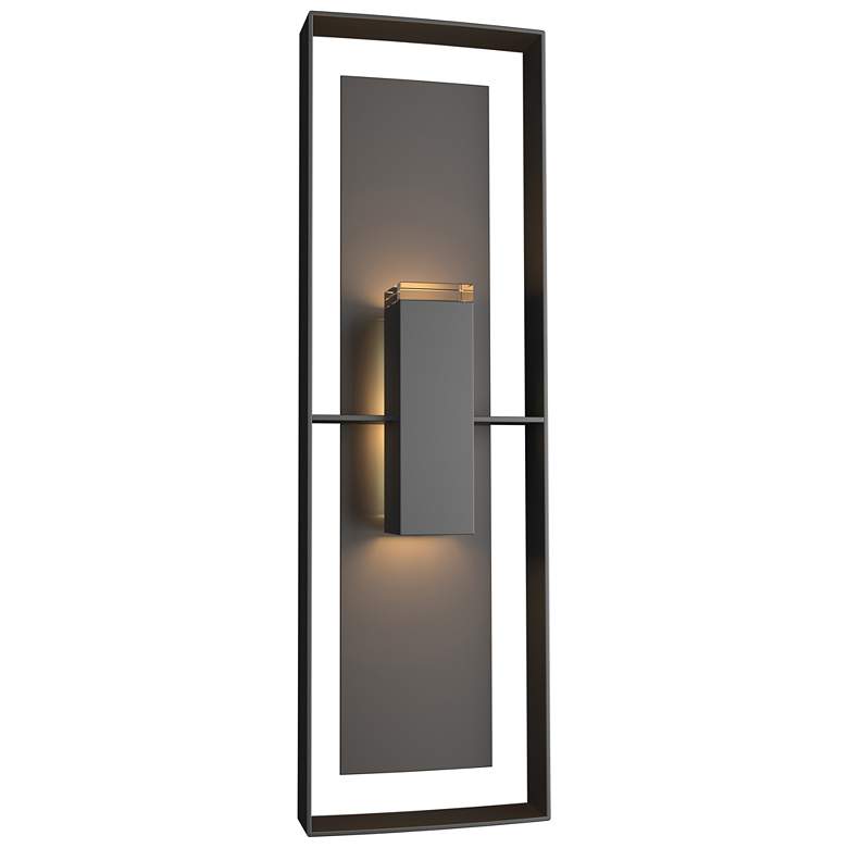 Image 1 Shadow Box 34 inchH Oiled Bronze Accented Black Outdoor Sconce w/ Clear Sh
