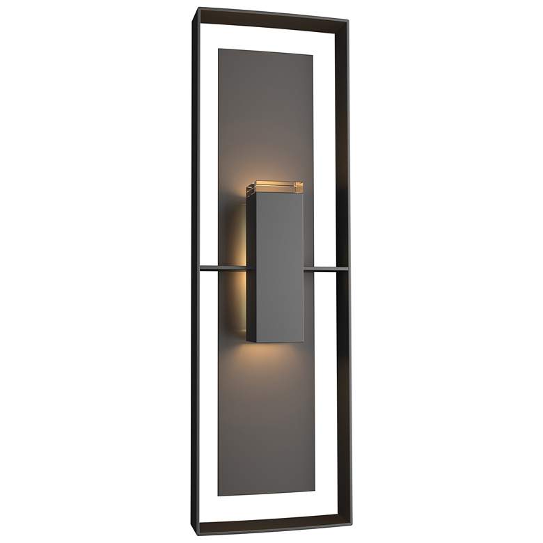 Image 1 Shadow Box 34"H Oiled Bronze Accented Black Outdoor Sconce w/ Clear Sh