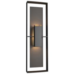 Shadow Box 34"H Oiled Bronze Accented Black Outdoor Sconce w/ Clear Sh