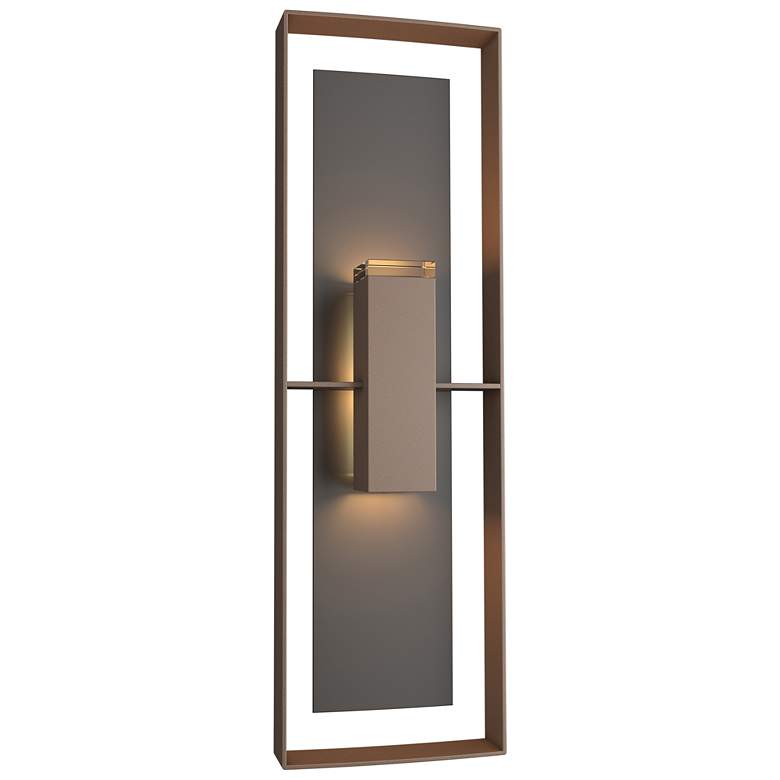 Image 1 Shadow Box 34 inchH Oiled Bronze Accented Bronze Outdoor Sconce w/ Clear S