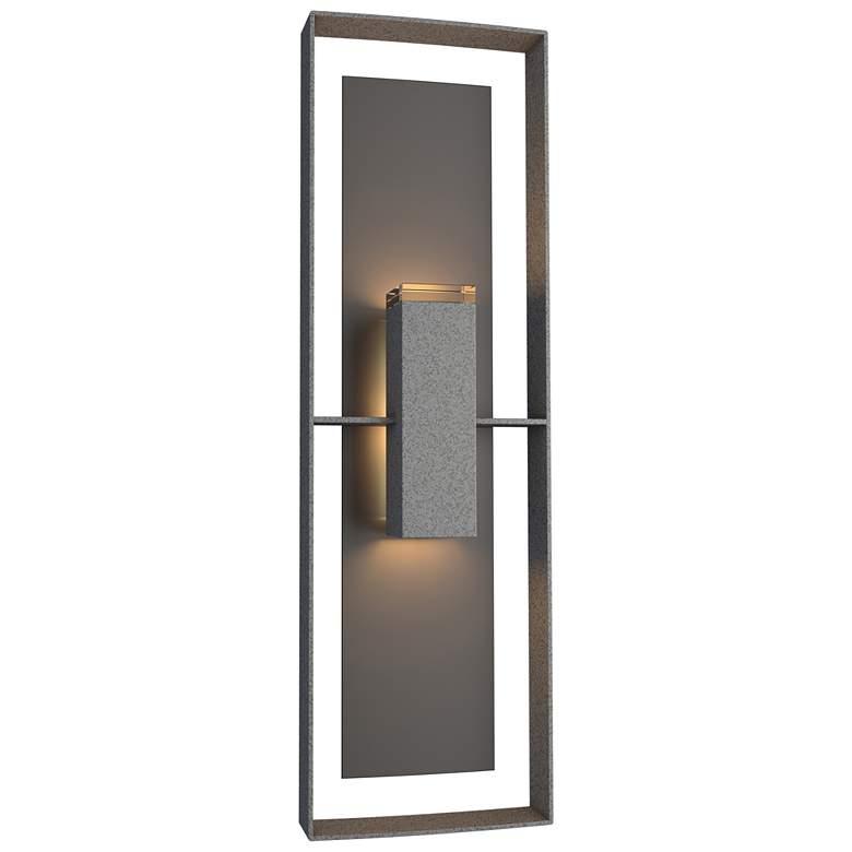 Image 1 Shadow Box 34"H Oiled Bronze Accented Iron Outdoor Sconce w/ Clear Sha