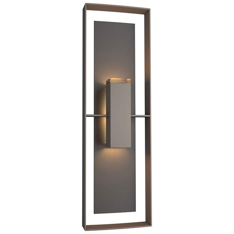 Image 1 Shadow Box 34"H Oiled Bronze Accented Smoke Outdoor Sconce w/ Clear Sh
