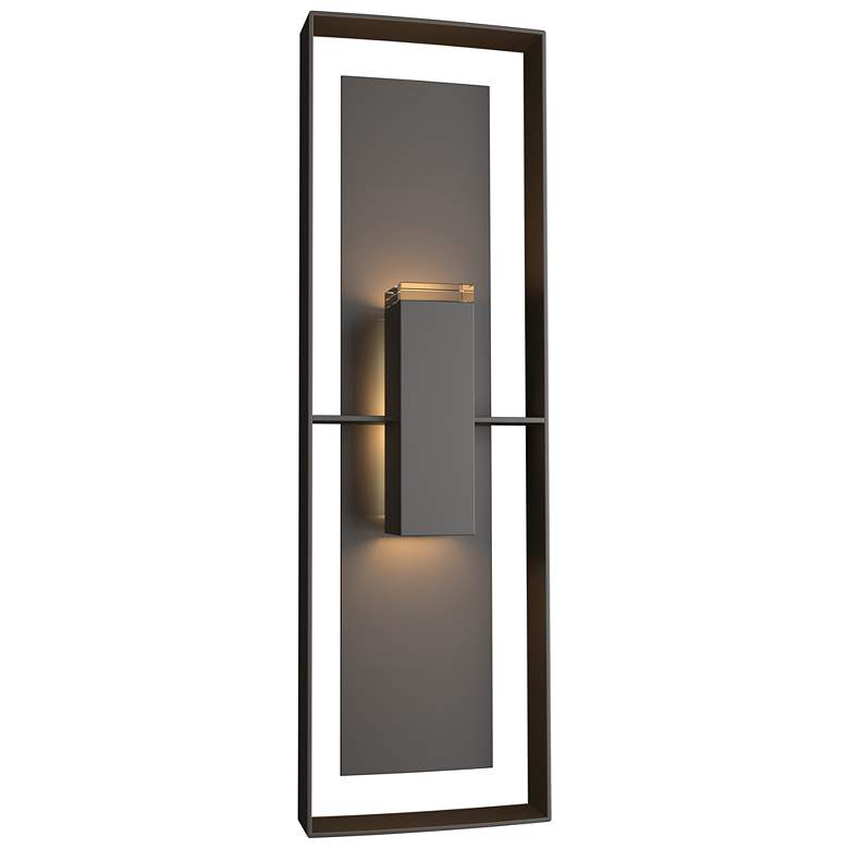 Image 1 Shadow Box 34 inchH Oiled Bronze Tall Outdoor Sconce w/ Clear Shade