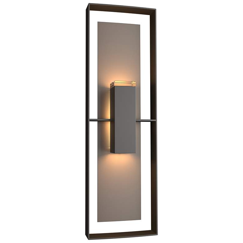 Image 1 Shadow Box 34 inchH Smoke Accented Oiled Bronze Outdoor Sconce w/ Clear Sh