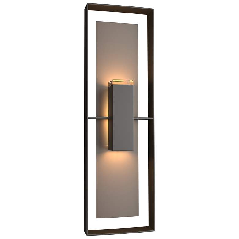 Image 1 Shadow Box 34"H Smoke Accented Oiled Bronze Outdoor Sconce w/ Clear Sh