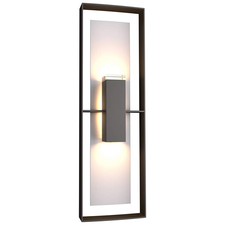 Image 1 Shadow Box 34"H Steel Accented Oiled Bronze Outdoor Sconce w/ Clear Sh