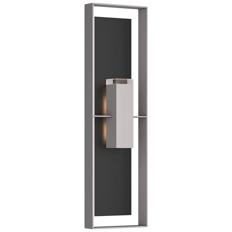 Image 1 Shadow Box 45"H Black Accented Burnished Steel Sconce w/ Clear Shade