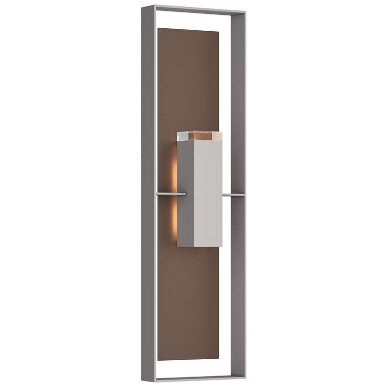 Image 1 Shadow Box 45"H Bronze Accented Burnished Steel Sconce w/ Clear Shade