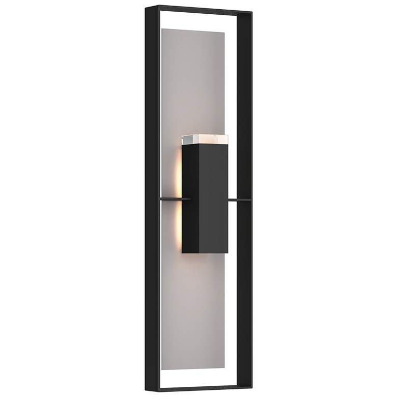 Image 1 Shadow Box 45"H Burnished Steel Accented Black Sconce w/ Clear Shade