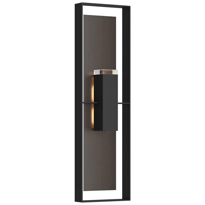Image 1 Shadow Box 45"H Oiled Bronze Accented Black Sconce w/ Clear Shade