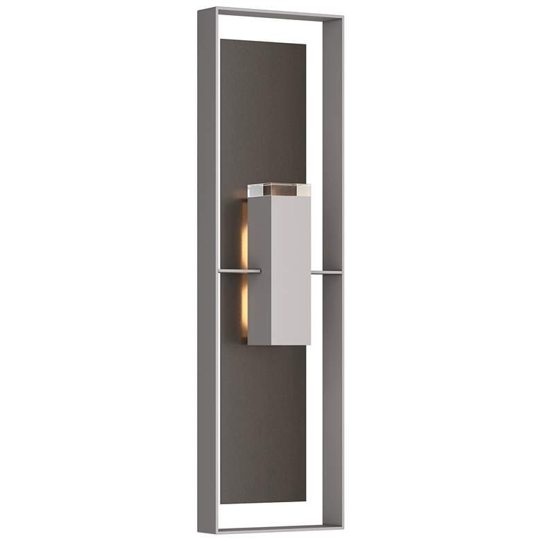 Image 1 Shadow Box 45"H Oiled Bronze Accented Burnished Steel Sconce w/ Clear