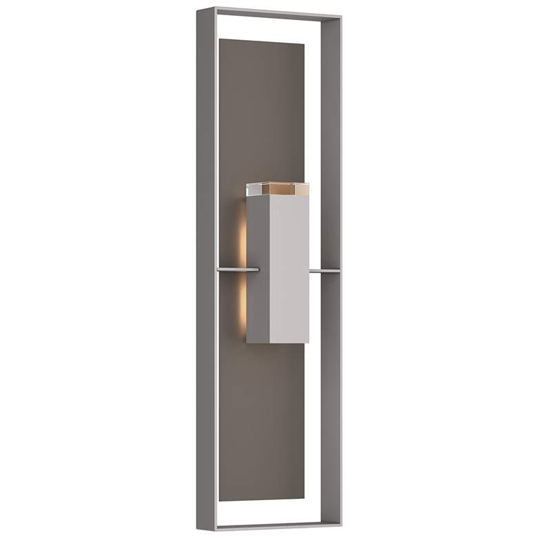 Image 1 Shadow Box 45"H Smoke Accented Burnished Steel Sconce w/ Clear Shade