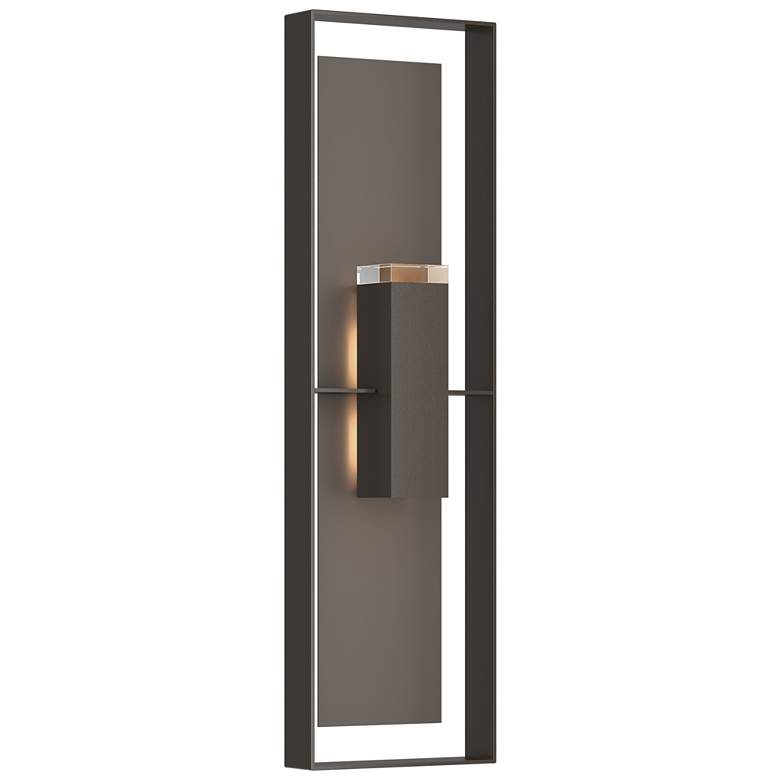 Image 1 Shadow Box 45"H Smoke Accented Oiled Bronze Sconce w/ Clear Shade