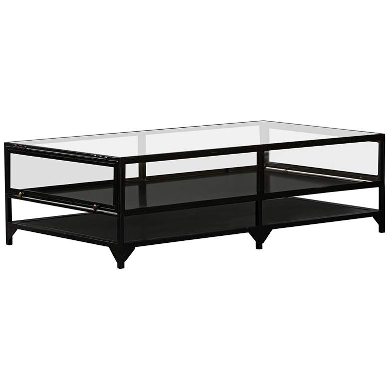 Image 1 Shadow Box 54 1/4" Wide Matte Black 2-Shelf Coffee Table