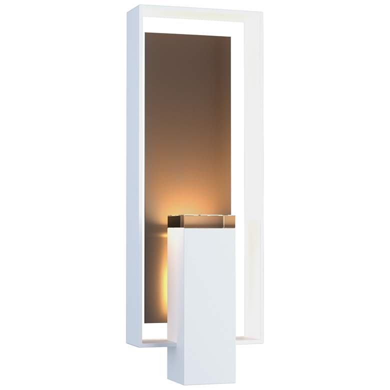 Image 1 Shadow Box 7.5"H Large Dark Smoke Accented Coastal White Outdoor Sconc
