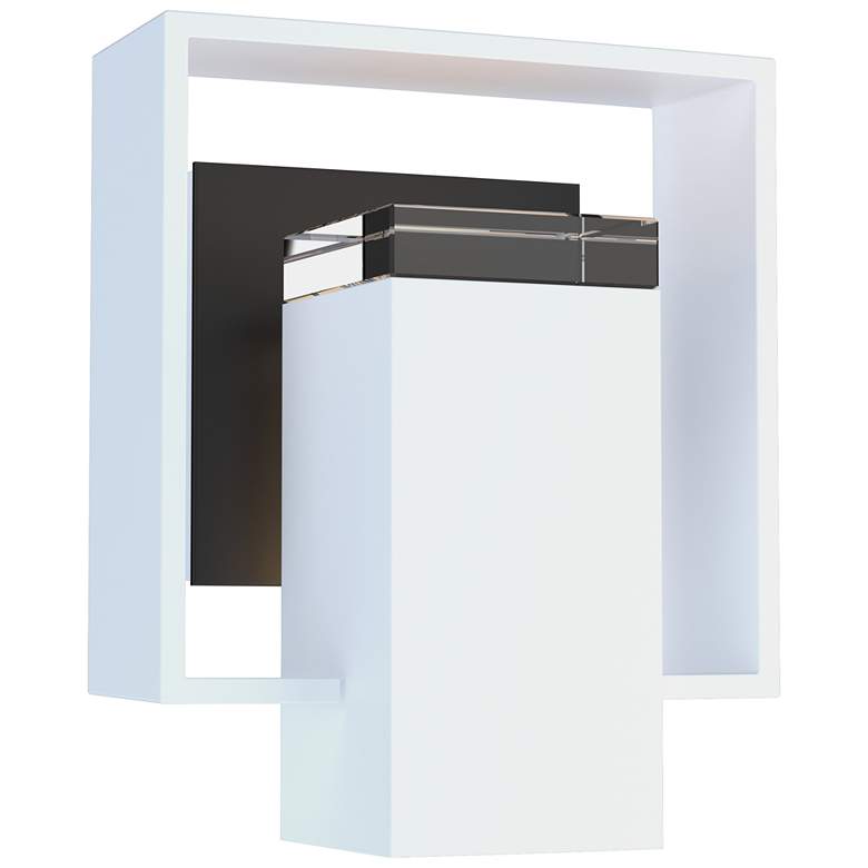 Image 1 Shadow Box 7"H Small Bronze Accented Coastal White Outdoor Sconce
