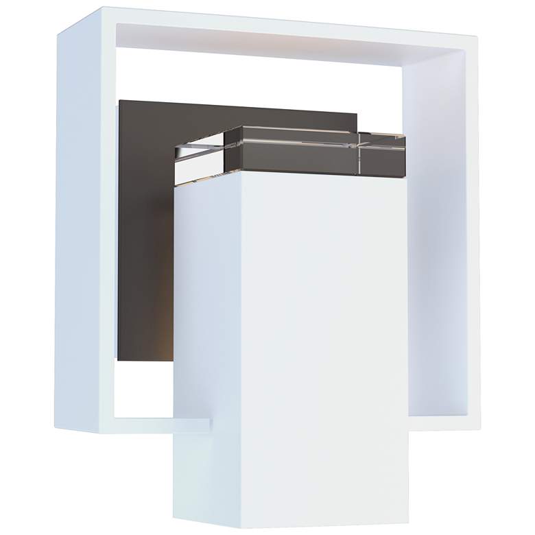Image 1 Shadow Box 7"H Small Dark Smoke Accented Coastal White Outdoor Sconce