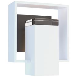 Shadow Box 7&quot;H Small Dark Smoke Accented Coastal White Outdoor Sconce