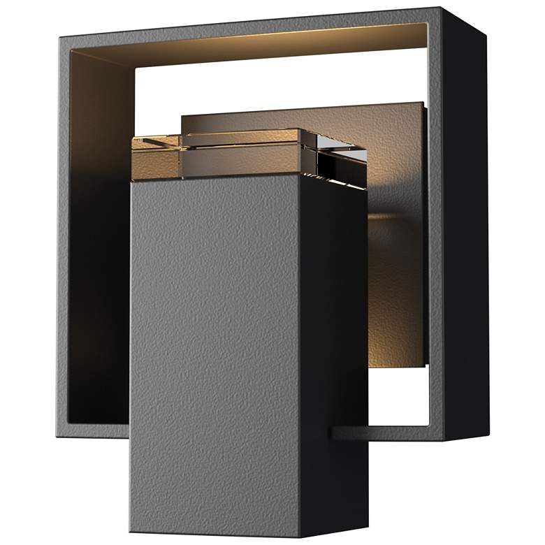 Image 1 Shadow Box 8.5"H Black Accented Black Outdoor Sconce w/ Clear Glass Sh