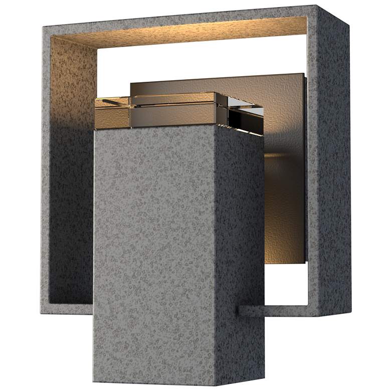 Image 1 Shadow Box 8.5"H Black Accented Iron Outdoor Sconce w/ Clear Glass Sha