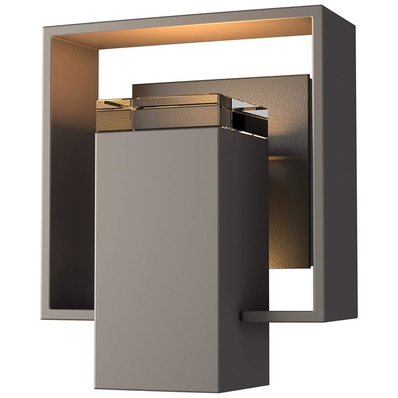 Image 1 Shadow Box 8.5"H Black Accented Smoke Outdoor Sconce w/ Clear Glass Sh