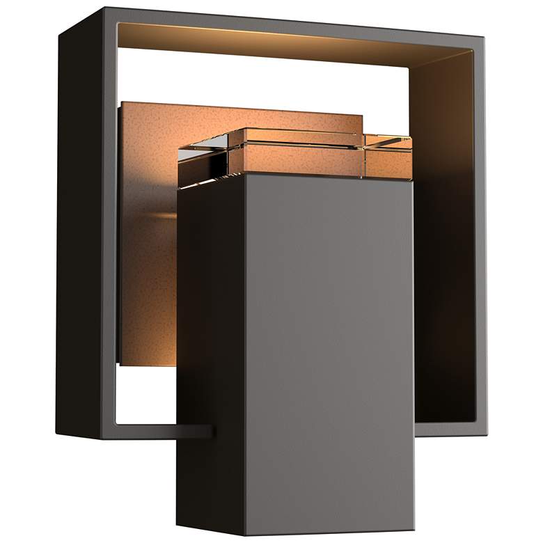 Image 1 Shadow Box 8.5"H Bronze Accented Oiled Bronze Outdoor Sconce w/ Clear