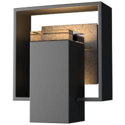 Shadow Box 8.5"H Iron Accented Small Black Outdoor Sconce w/ Clear Sha