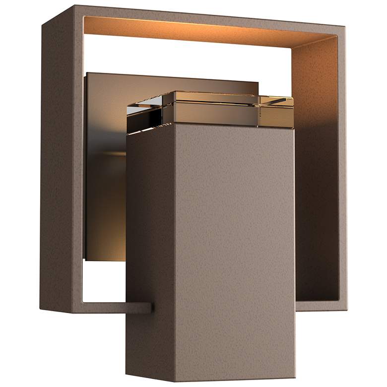 Image 1 Shadow Box 8.5"H Oiled Bronze Accented Bronze Outdoor Sconce w/ Clear
