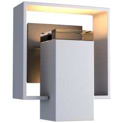 Shadow Box 8.5"H Oiled Bronze Accented Steel Outdoor Sconce w/ Clear S