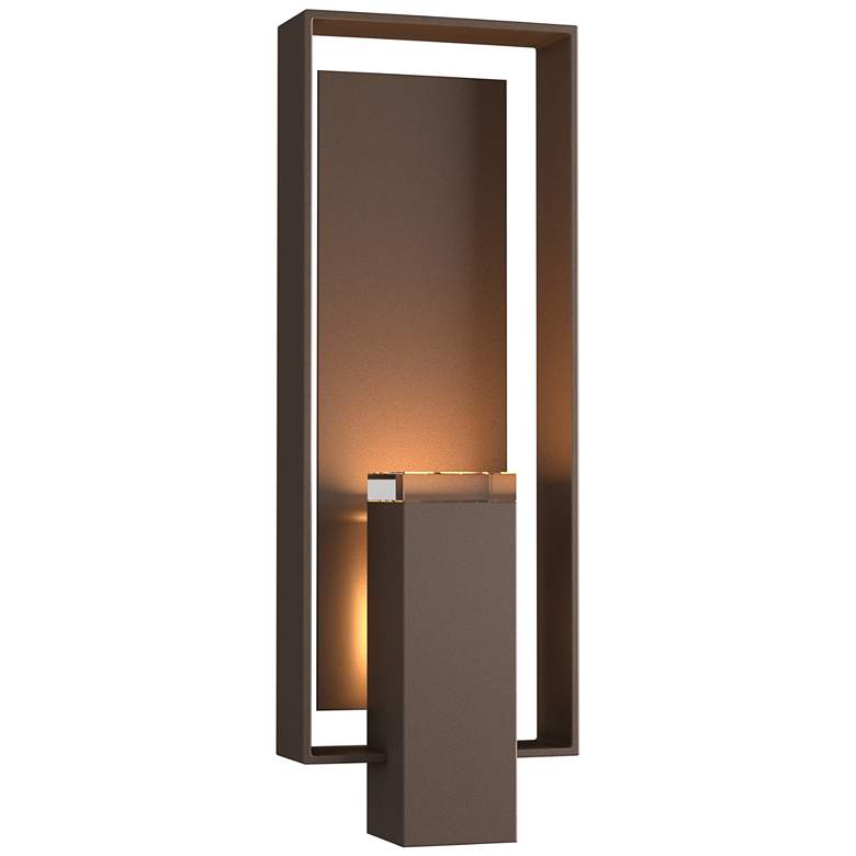 Image 1 Shadow Box Large Outdoor Sconce - Bronze - Bronze Accents - Clear Glass