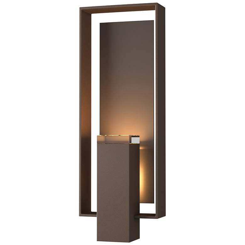 Image 1 Shadow Box Large Outdoor Sconce - Bronze - Smoke Accents - Clear Glass
