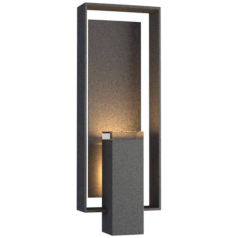 Image 1 Shadow Box Large Outdoor Sconce - Iron Finish - Iron Accents - Clear Glass