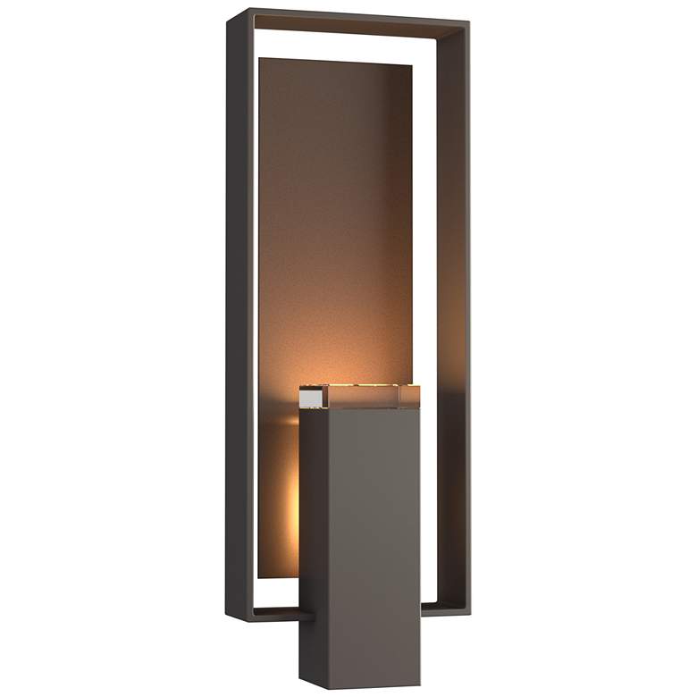 Image 1 Shadow Box Large Outdoor Sconce - Smoke - Bronze Accents - Clear Glass