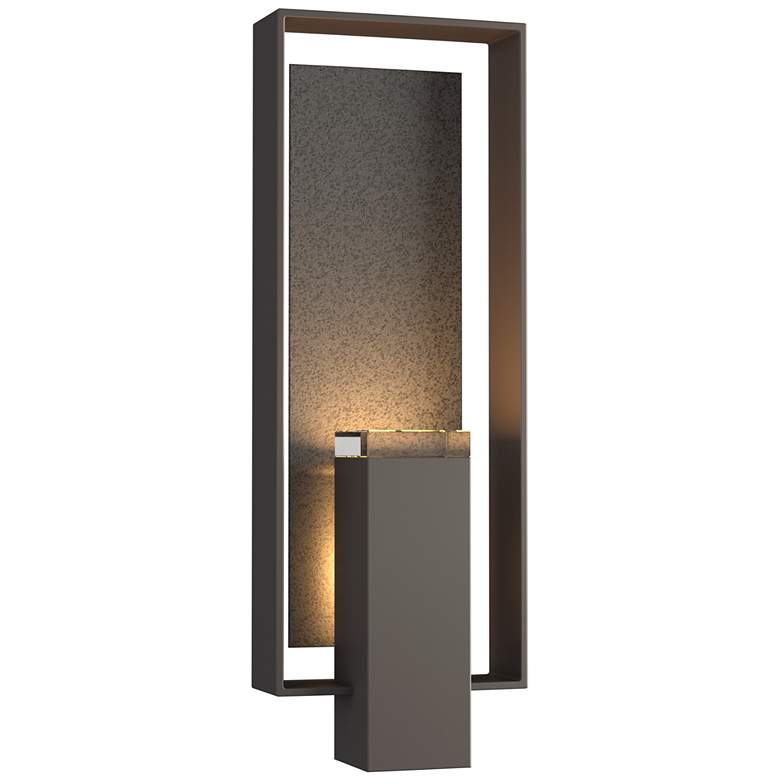 Image 1 Shadow Box Large Outdoor Sconce - Smoke Finish - Iron Accents - Clear Glass