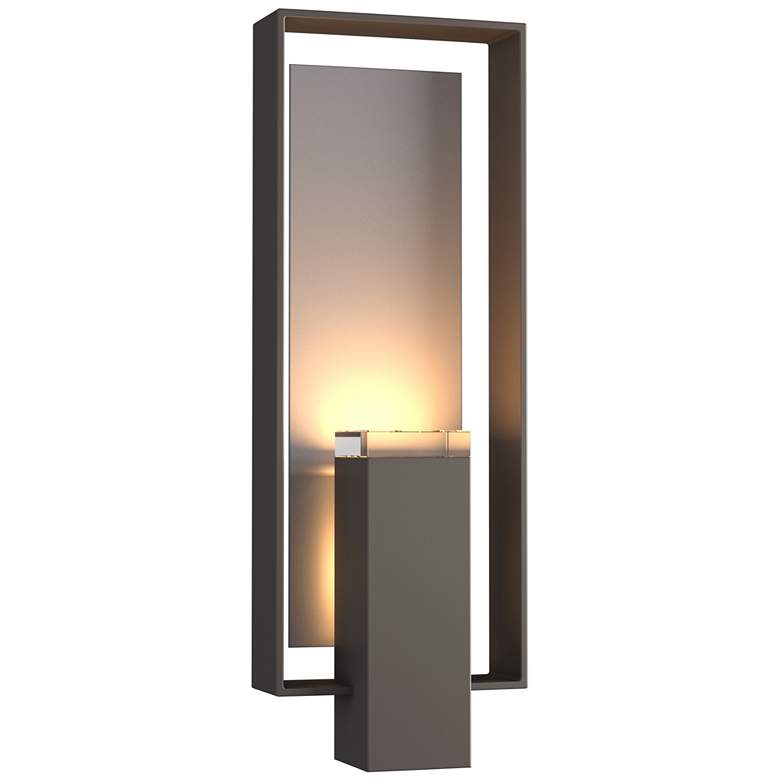 Image 1 Shadow Box Large Outdoor Sconce - Smoke - Steel Accents - Clear Glass