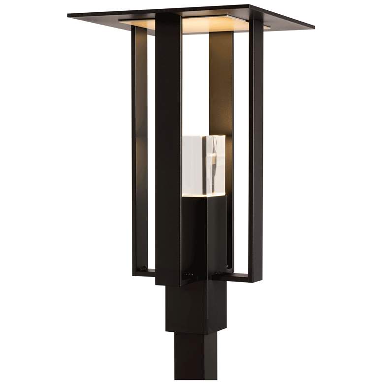 Image 1 Shadow Box Outdoor Post Light - Black Finish - Silver Accents - Clear Glass