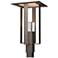 Shadow Box Outdoor Post Light - Smoke Finish - Silver Accents - Clear Glass