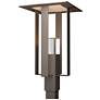 Shadow Box Outdoor Post Light - Smoke Finish - Silver Accents - Clear Glass