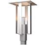 Shadow Box Outdoor Post Light - Steel Finish - Silver Accents - Clear Glass