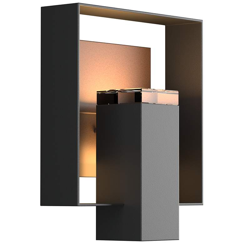 Image 1 Shadow Box Outdoor Sconce - Black Finish - Bronze Accents - Clear Glass