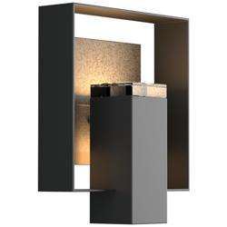 Shadow Box Outdoor Sconce - Black Finish - Iron Accents - Clear Glass