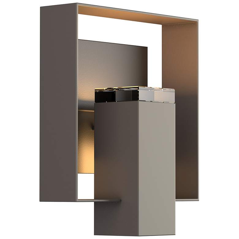 Image 1 Shadow Box Outdoor Sconce - Smoke Finish - Black Accents - Clear Glass