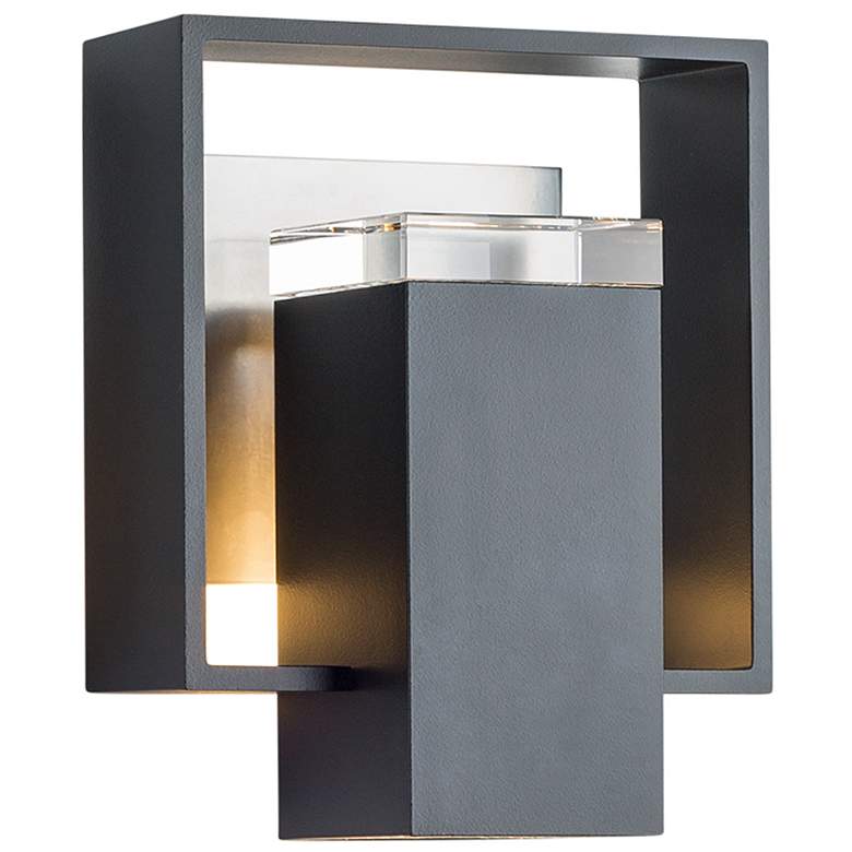 Image 1 Shadow Box Small Outdoor Sconce - Black - Steel Accents - Clear Glass