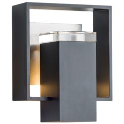 Shadow Box Small Outdoor Sconce - Black - Steel Accents - Clear Glass