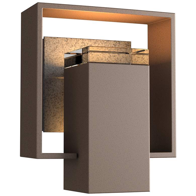Image 1 Shadow Box Small Outdoor Sconce - Bronze - Iron Accents - Clear Glass