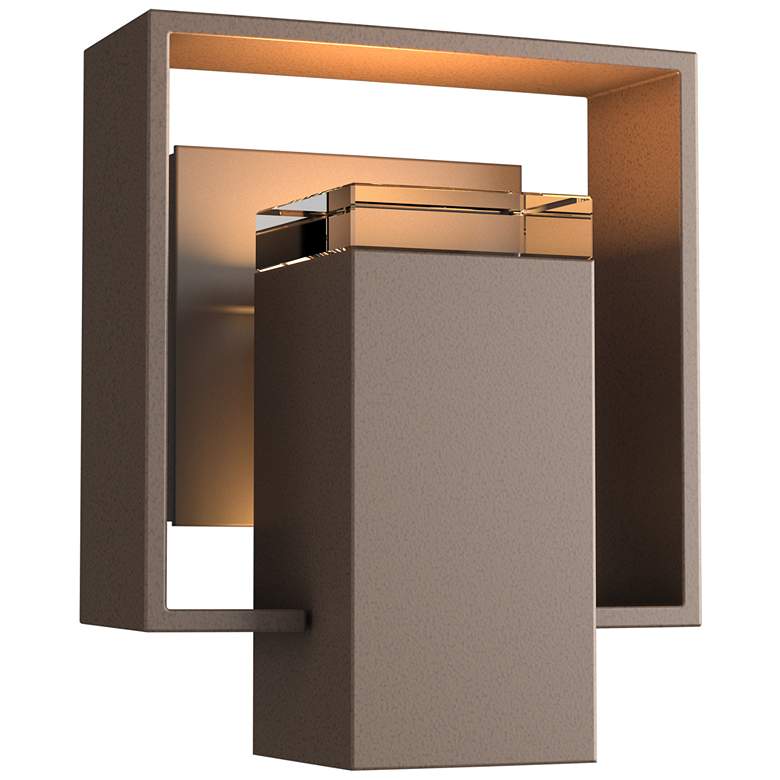 Image 1 Shadow Box Small Outdoor Sconce - Bronze - Smoke Accents - Clear Glass