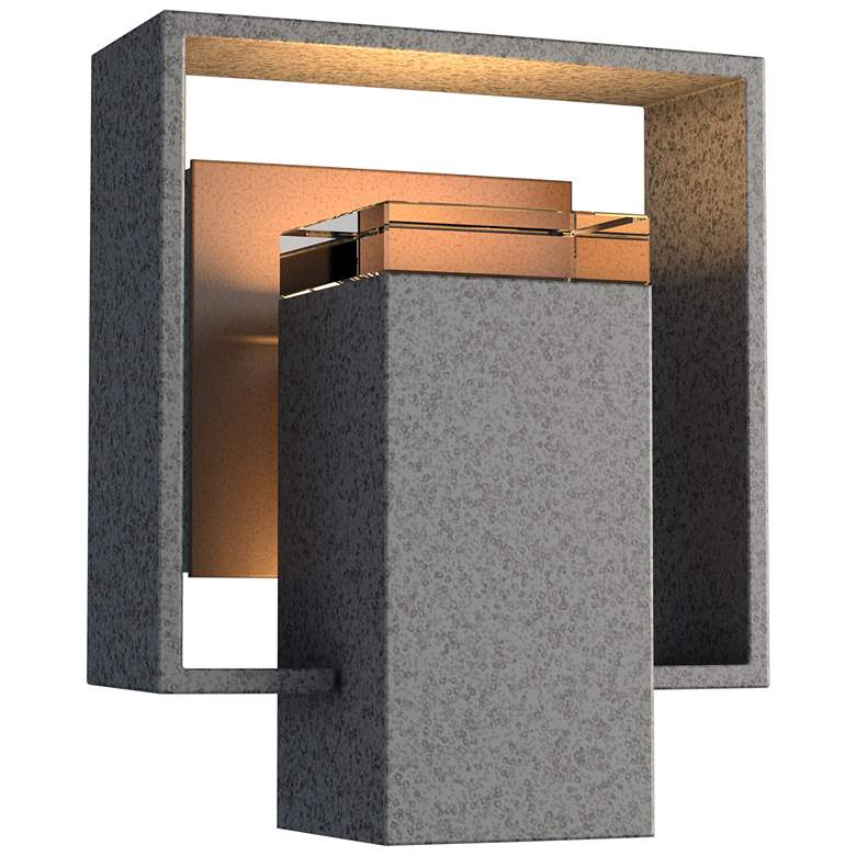Image 1 Shadow Box Small Outdoor Sconce - Iron - Bronze Accents - Clear Glass
