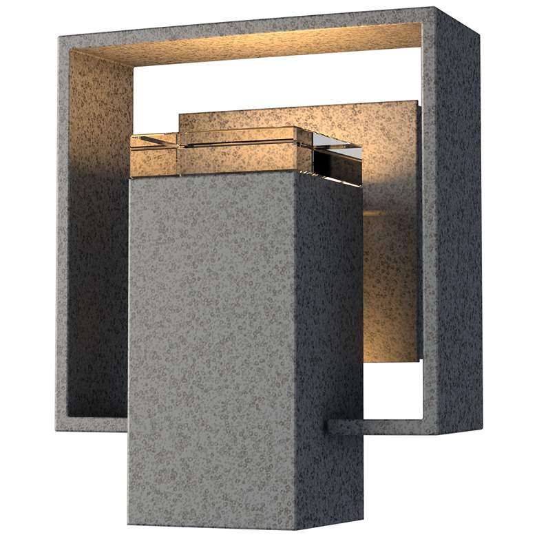 Image 1 Shadow Box Small Outdoor Sconce - Iron Finish - Iron Accents - Clear Glass