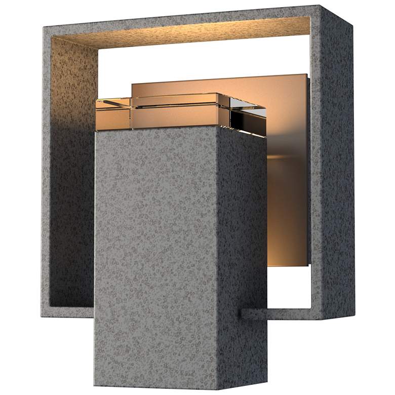 Image 1 Shadow Box Small Outdoor Sconce - Iron Finish - Smoke Accents - Clear Glass